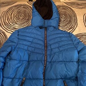 Blue Puffer Jacket with Hood
